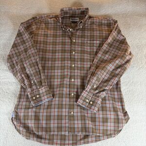 Barbour Shirt‎ Mens 2XL Brown Tartan Plaid Button Up Long Sleeve Regular Fit